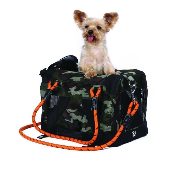 Carrying bag - M PETS - REMIX 2 in 1 Camouflage & Orange - 41 x 28 x 28 cm - Foldable - Lightweight - Harness belt