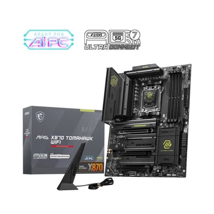 Motherboard - MSI - MAG X870 TOMAHAWK WIFI - Wi-Fi 7, 5G LAN, USB 40 Gb/s, PCIe 5.0, AMD Ryzen 9000