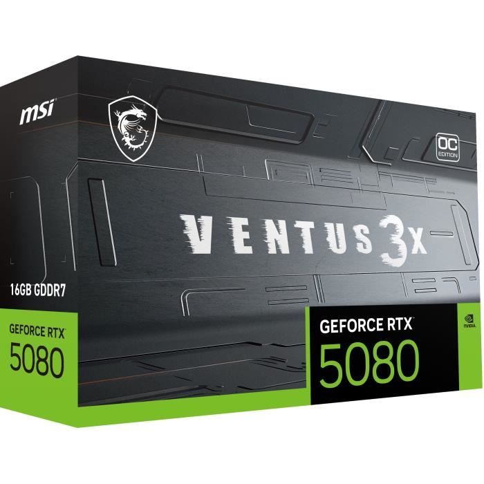 Graphics Card - MSI - VENTUS GeForce RTX 5080 16G 3X OC NVIDIA GeForce RTX 5080 16 GB GDDR7