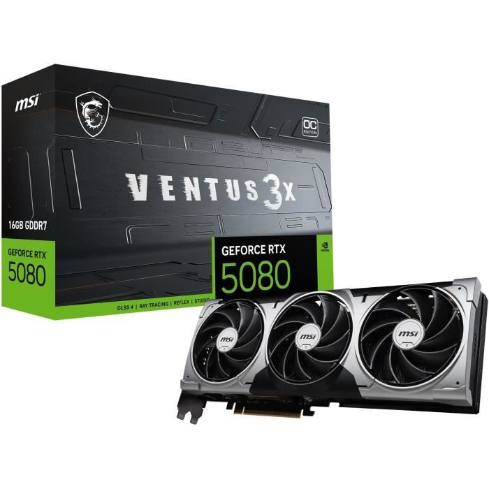 Graphics Card - MSI - VENTUS GeForce RTX 5080 16G 3X OC NVIDIA GeForce RTX 5080 16 GB GDDR7