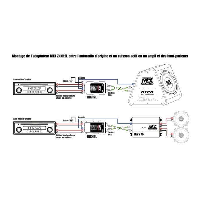 Adapter - MTX AUDIO - Speaker-to-RCA 8V Cables - "Remote" Output