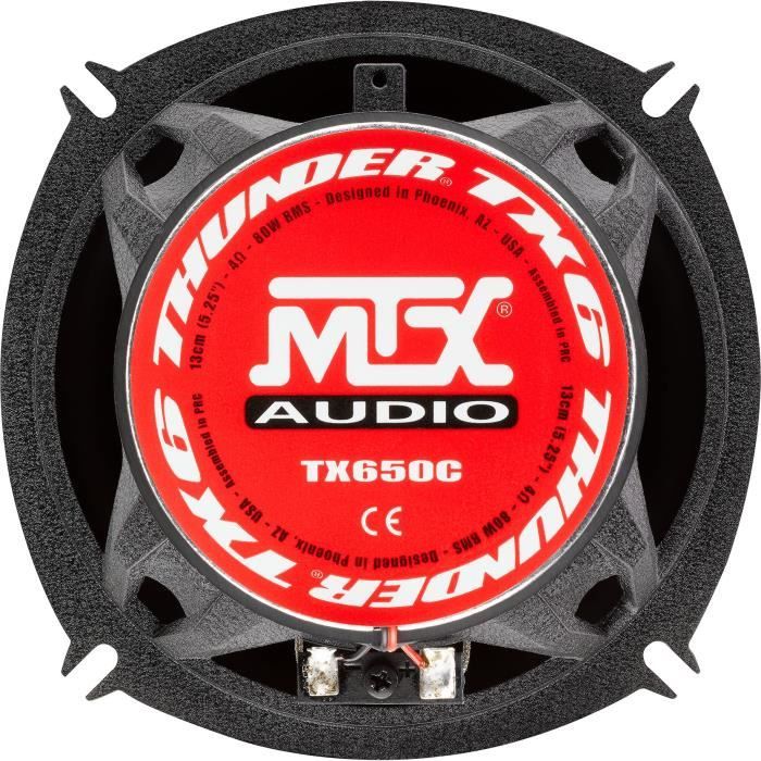 MTX TX650C 13cm 2-way coaxial speakers 80W RMS 4O aluminum chassis neodymium tweeter silk dome coil TSV TIL