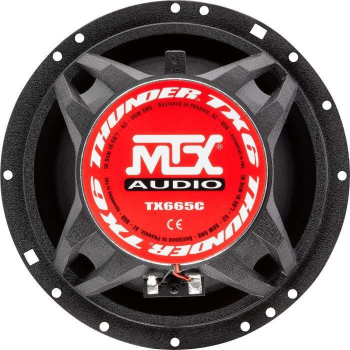 MTX TX665C 16.5cm 2-way coaxial speakers 90W RMS 4O aluminum chassis neodymium tweeter silk dome coil TSV TIL