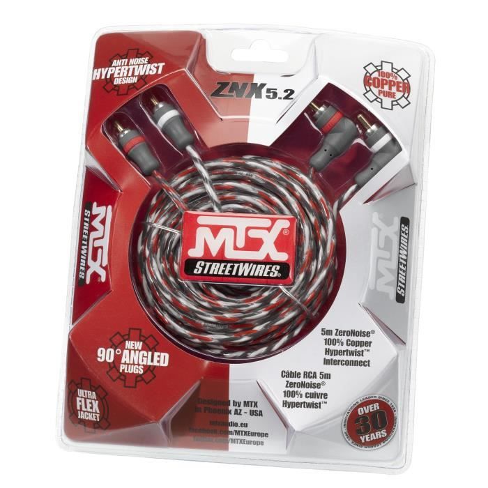 MTX RCA Cable StreetWires ZNX5.2 5m Symmetrical 100% Copper ZeroNoise