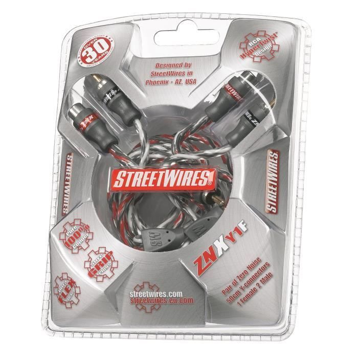 MTX RCA Y Cable StreetWires ZNXY1F 1 Female 2 Male 50 cm 100% Copper ZeroNoise