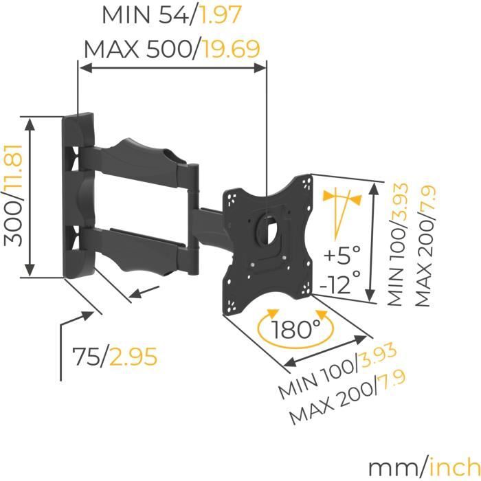 NANOOK Full Motion Tilt TV Wall Mount Bracket for 19-43 Inch TVs - Wall Mount for LCD, LED, QLED and OLED TVs