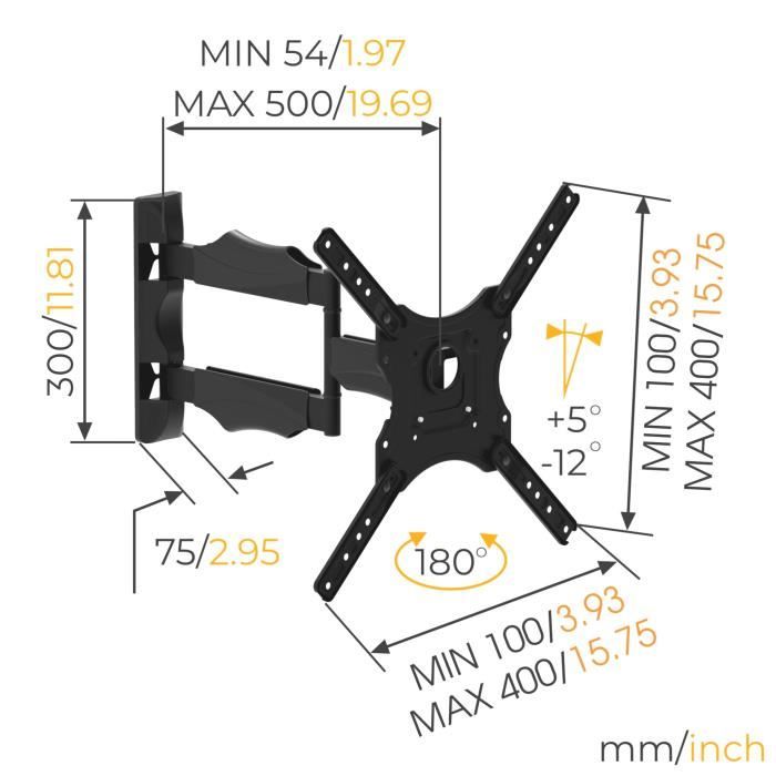 NANOOK TV Wall Mount for 32-55 Inch TVs - Tilt - Wall Mount for LCD, LED, QLED and OLED TVs