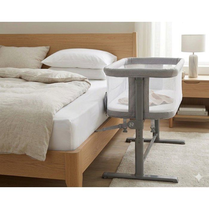NANIA Gray Cododo bed adjustable 5 heights possible - mattress 4 cm