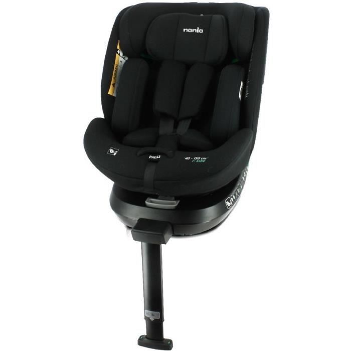 Isofix car seat NANIA SPIRIT 40-150 cm R129  0 to 10 years  Rear facing 40-105 cm  Adjustable headrest  Reclining  Swiveling  Black
