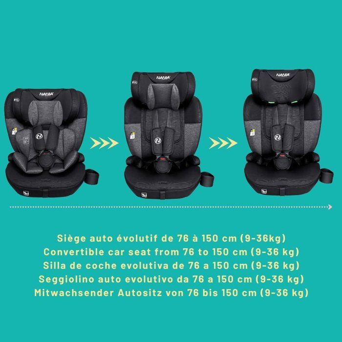 Isofix car seat - NANIA - MILANO - Group 1/2/3 - I-size - With reducer - Black