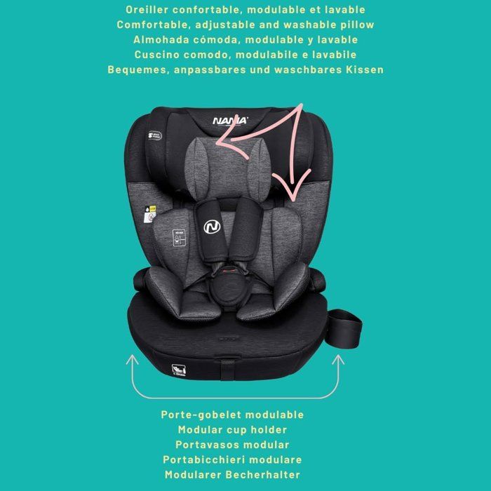 Belted car seat - NANIA - TORINO - Group 1/2/3 - I-size - With reducer - Black