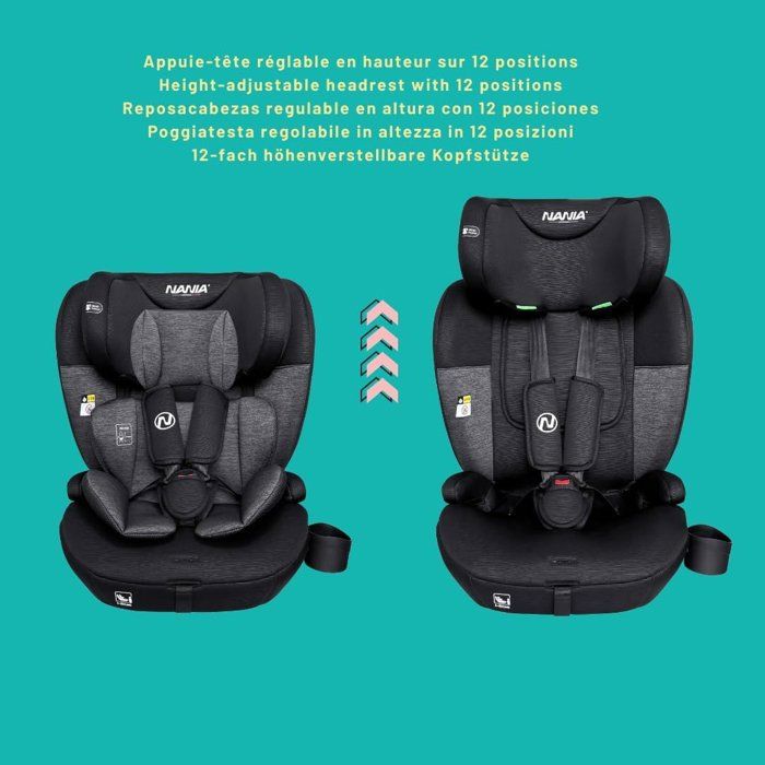Belted car seat - NANIA - TORINO - Group 1/2/3 - I-size - With reducer - Black