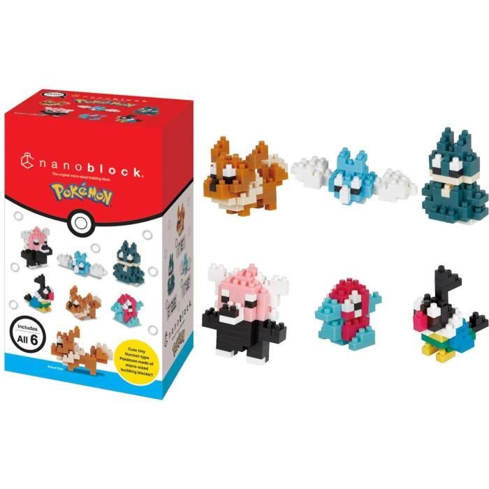 6-Piece Brick Figure Set - BANDAI - NANOBLOCK - Normal Type Pokémon Pack
