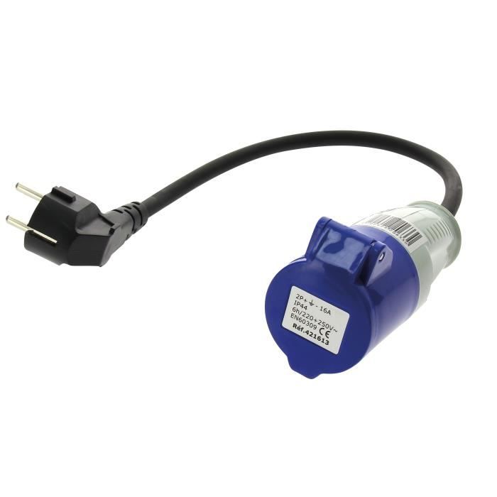 Female adapter CEE 17 - Schuko male with cord - 200 V - 16 A