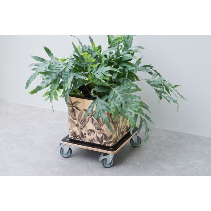 Nature Square plant trolley 38x38 cm black wood 446407