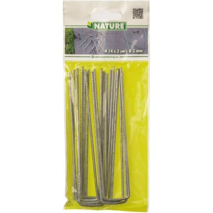 NATURE Set of 10 metal clips for floor fixing - Ø 3 mm / H 14 x 3 cm