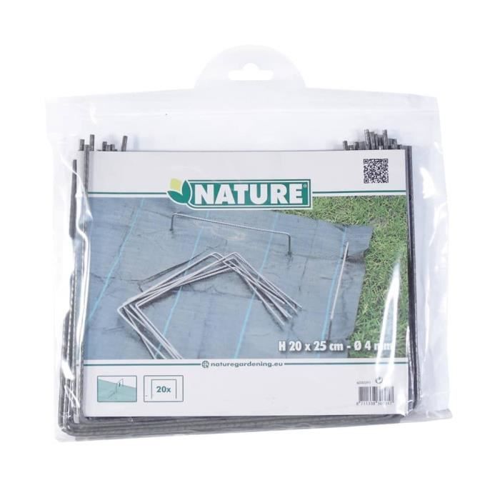 NATURE Set of 10 metal clips for fixing to the ground - Ø 4 mm / H 20 x 25 cm