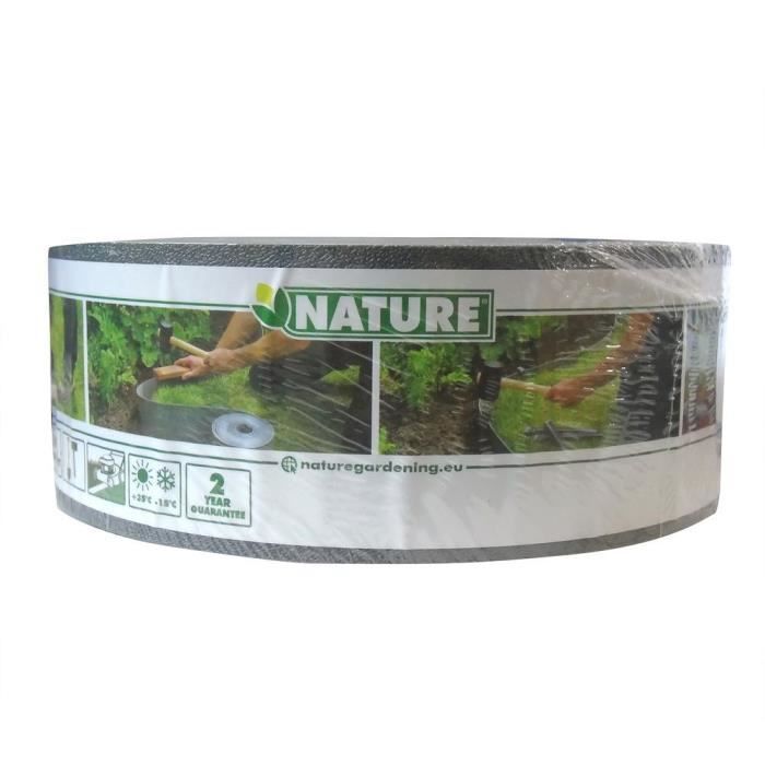 Nature Garden Border - Polyethylene - Thickness 3 mm - Gray - H7.5 cm x 10 m