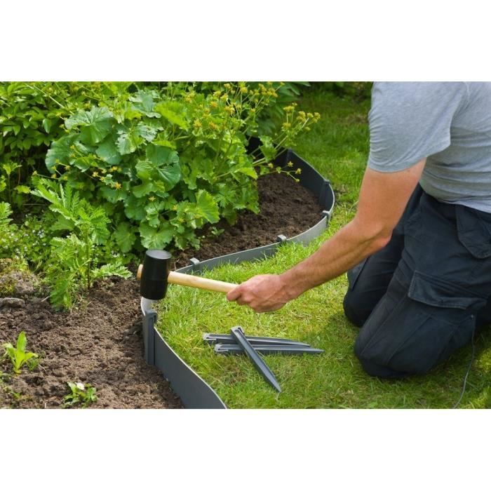 NATURE Lot of 10 anchors for garden border - Polypropylene - Gray - H19.5 x 1.9 x 1.8 cm