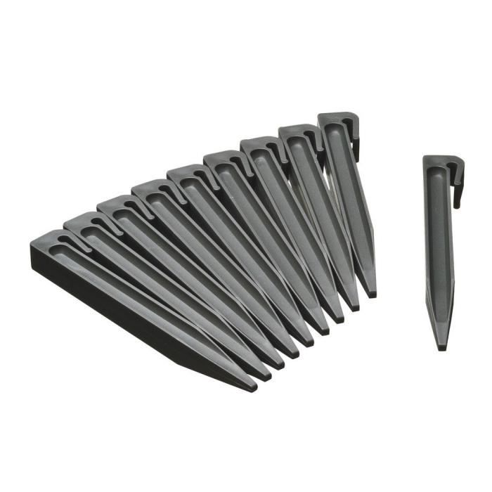 NATURE Lot of 10 anchors for garden border - Polypropylene - Gray - H19.5 x 1.9 x 1.8 cm