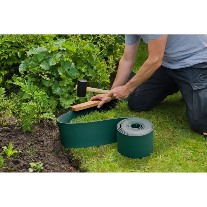 Nature Polypropylene garden border - Thickness 3 mm - H 15 cm x 10 m - Green