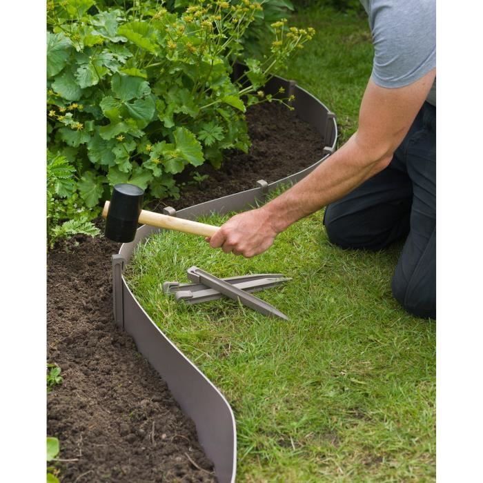 NATURE Polypropylene garden border - Thickness 3 mm - H 15 cm x 10 m - Beige taupe