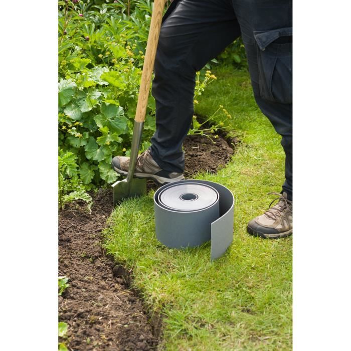 NATURE Polypropylene garden border - Thickness 3 mm - H 15 cm x 10 m - Gray