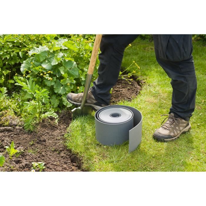 NATURE Polypropylene garden border - Thickness 3 mm - H 15 cm x 10 m - Gray