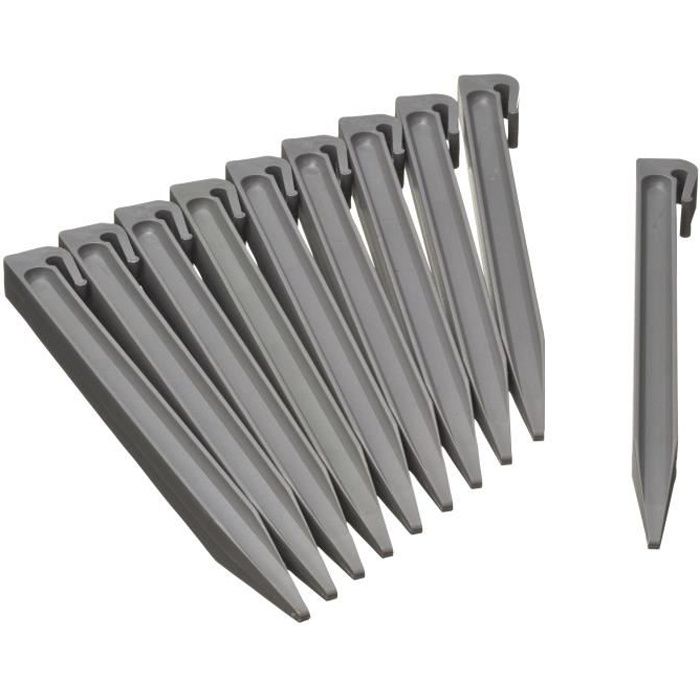 Nature sachet of 10 anchors for polypropylene garden border - H 26.7 x 1.9 x 1.8 cm - gray