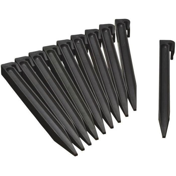 Nature sachet of 10 anchors for polypropylene garden border - H 26.7 x 1.9 x 1.8 cm - black