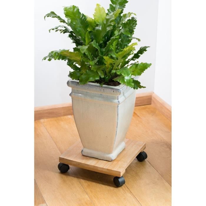 NATURE Roller table for plants - Bamboo composite - H8 x 30 x 30 cm