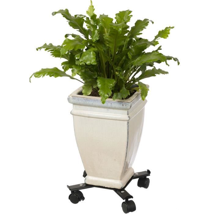 NATURE Roller shelf for extendable plants - Black metal - H6 x 34/51 x 34/51 cm