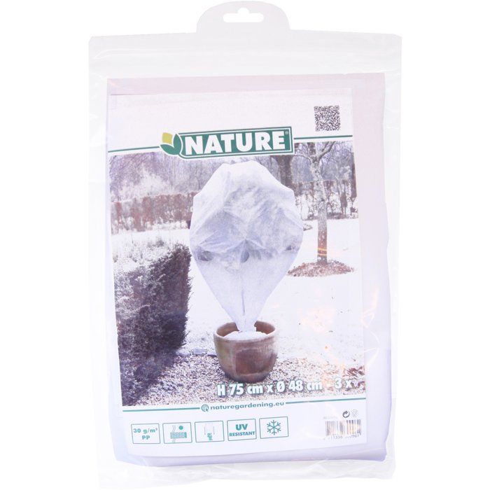 NATURE Set of 3 winter cover 30 g / m² - H 75 x Ø 48 cm - White