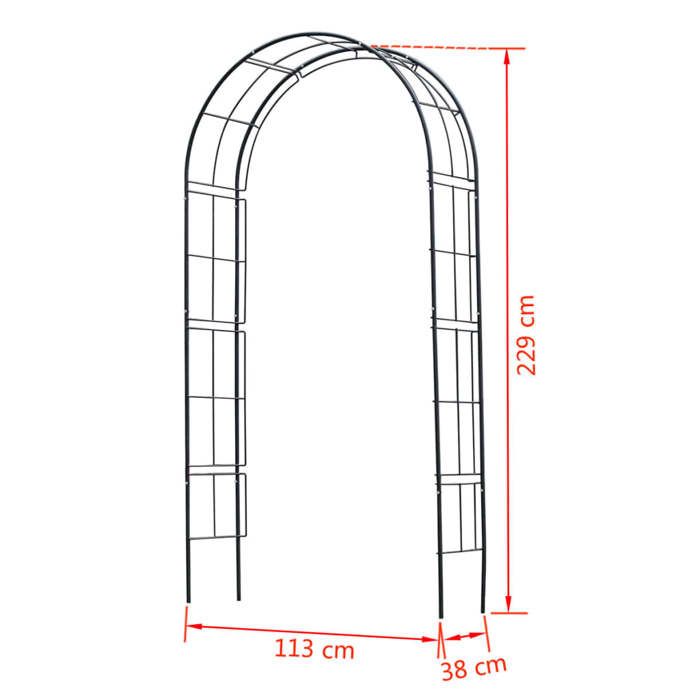 NATURE Pergola arch in galvanized steel 113x38xH229cm - Black