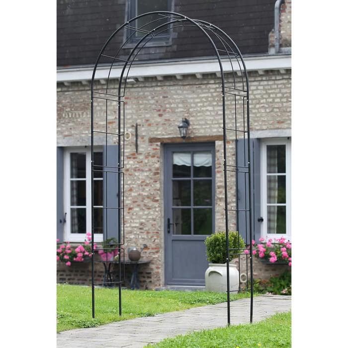 NATURE Pergola arch in galvanized steel 113x38xH229cm - Black