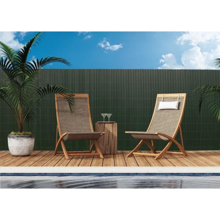 Double-sided PVC reed screen - NATURE - 1 x 3 m - 1600 g/m² - Blackout 4/5 - Anti-UV - Green
