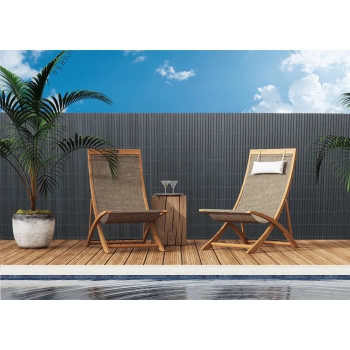 Double-sided PVC reed screen - NATURE - 1 x 3 m - 1600 g/m² - Blackout 4/5 - Anti-UV - Light grey