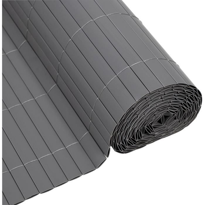 Double-sided PVC reed screen - NATURE - 1 x 3 m - 1600 g/m² - Blackout 4/5 - Anti-UV - Light grey