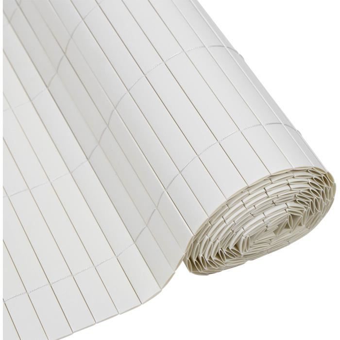 Double-sided PVC reed screen - NATURE - 1 x 3 m - 1600 g/m² - Blackout 4/5 - Anti-UV - White