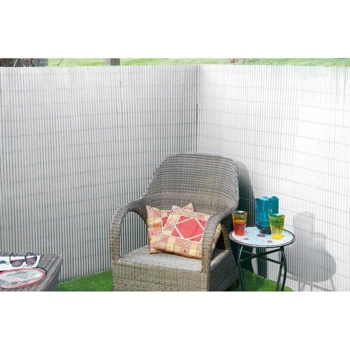 Double-sided PVC reed screen - NATURE - 1 x 3 m - 1600 g/m² - Blackout 4/5 - Anti-UV - White