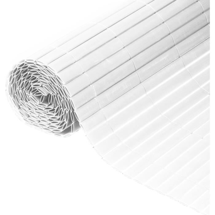 Double-sided PVC reed screen - NATURE - 1 x 3 m - 1600 g/m² - Blackout 4/5 - Anti-UV - White