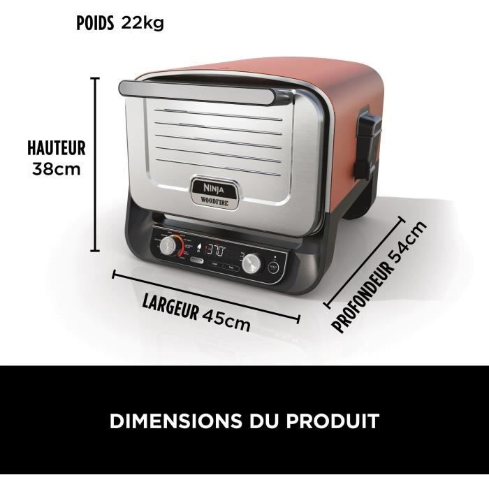 NINJA 8-in-1 Electric Pizza Oven - Woodfire - OO101EU - Pro-heat plate - Pizza stone - 6 settings