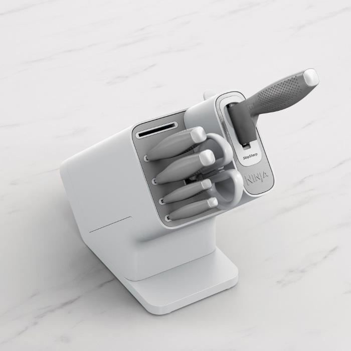 Knife Block - NINJA FOODI - StaySharp K62006EUWH - With Sharpener - Knife Set - 6 Pieces Sharpened - White
