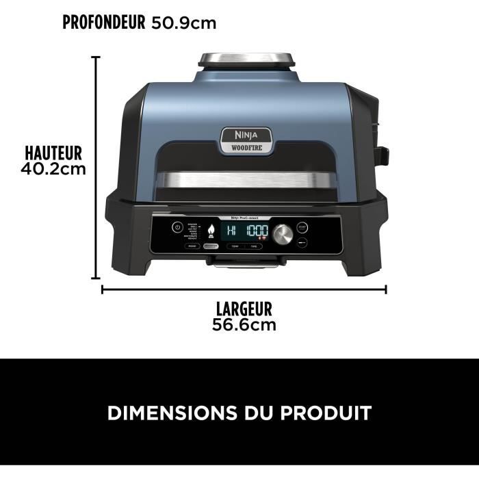 Electric barbecue with smoker and thermoprobe - NINJA - Woodfire Pro Connect XL - OG901EU - Woodfire pellets