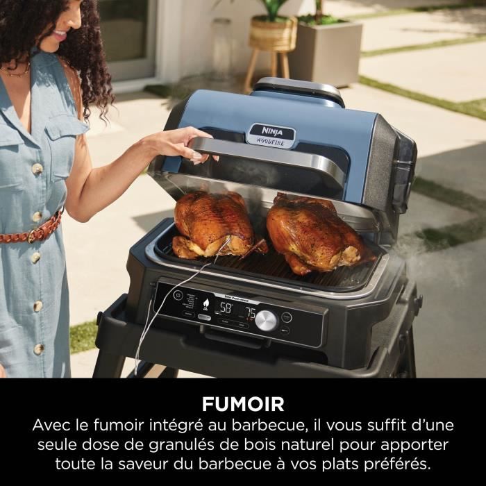 Electric barbecue with smoker and thermoprobe - NINJA - Woodfire Pro Connect XL - OG901EU - Woodfire pellets