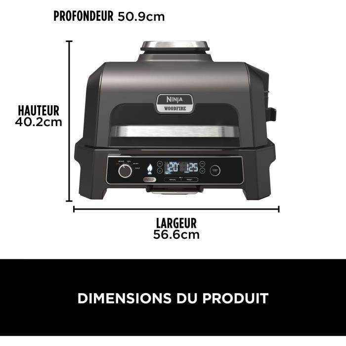 Electric barbecue and smoker with thermometer - NINJA - Woodfire Pro XL - OG850EU - Outdoor barbecue and air fryer