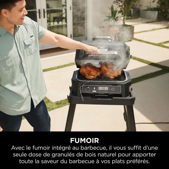 Electric barbecue and smoker with thermometer - NINJA - Woodfire Pro XL - OG850EU - Outdoor barbecue and air fryer