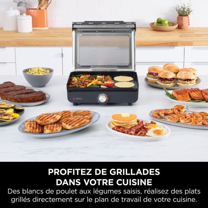 Indoor grill and plancha - NINJA - Sizzle GR101EU - 34 x 8 x 13.5 cm - Black