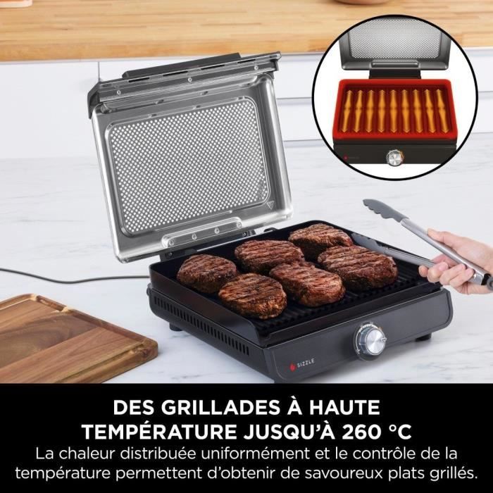 Indoor grill and plancha - NINJA - Sizzle GR101EU - 34 x 8 x 13.5 cm - Black