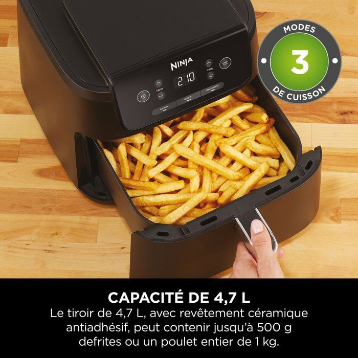 Oil-Free Air Fryer - NINJA - AF110EU - 4.7 L - 3 cooking programs - 1550 W - Black